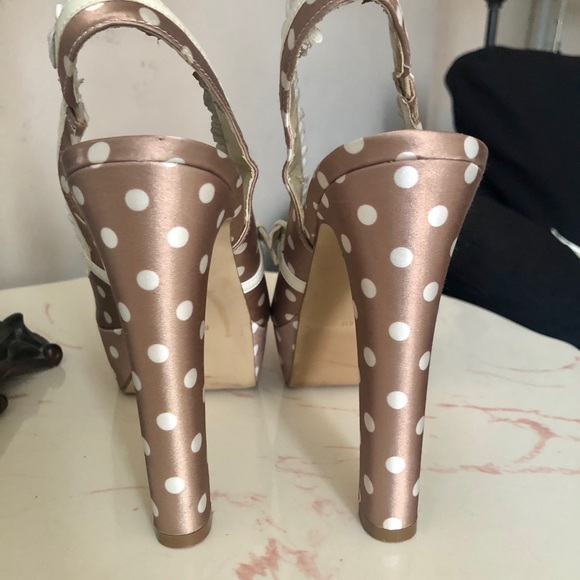 Guess Polka Dot Satin PeepToe Platform Heels - Picture 4 of 6